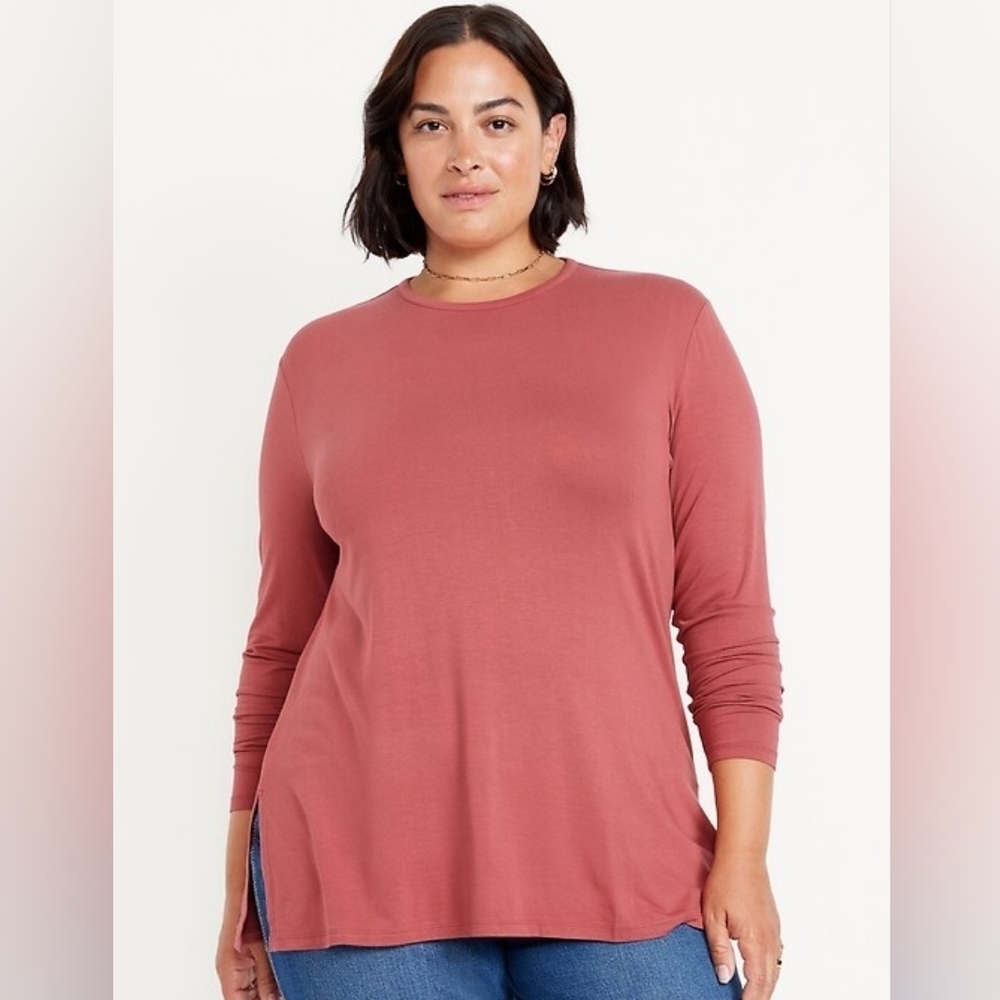 ❤️ Old Navy Luxe Long Sleeve Top in Dusty Rose. Size Large Petite
